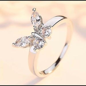 Butterfly Shining Crystal Zircon Princess Ring